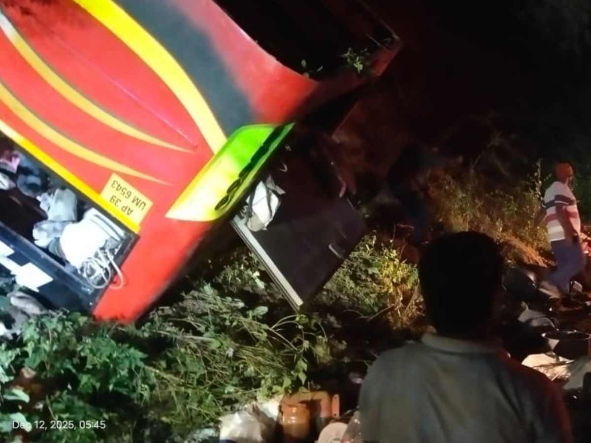 Andhra Pradesh Bus Accident: Private Bus Plunges Into Ravine; 8 Dead as Rescue Ops Continue Amid Rising Toll Fears