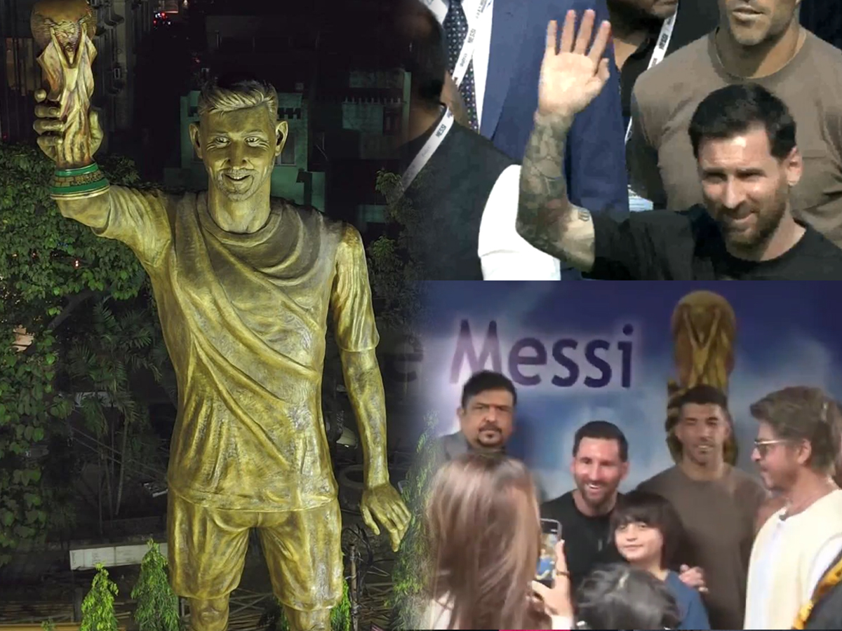 Lionel Messi’s Grand India Tour: Football Legend Meets Shah Rukh Khan, Unveils 70-Foot Statue in Kolkata | watch