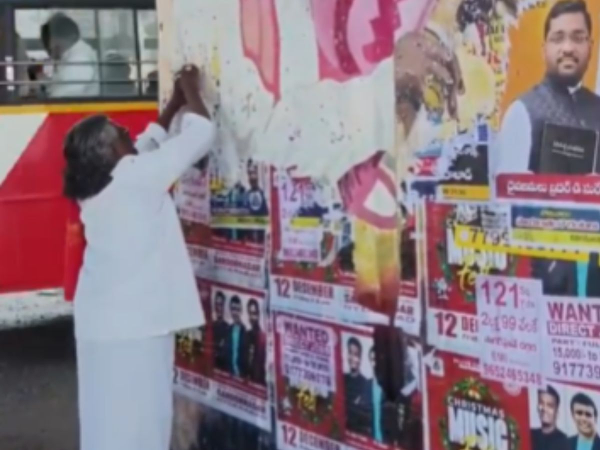 Why Is Padma Shri Awardee Kinnera Mogilaiah Cleaning Posters from Public Property?