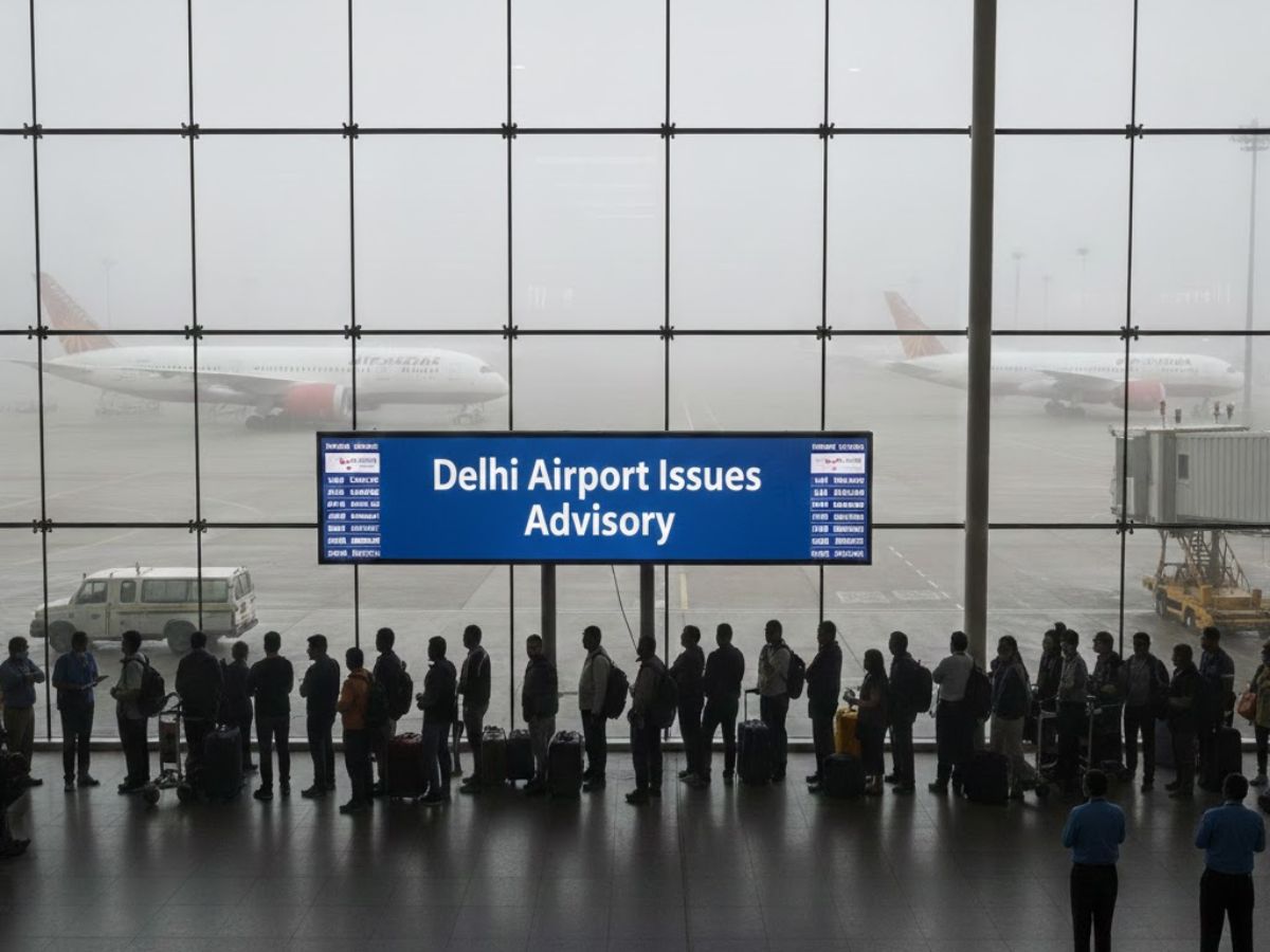 Delhi Airport Issues Advisory as Dense Fog Disrupts Flight Ops, Triggers Severe AQI and Flights Delay Alert