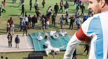 Stampede-Like Situation at Salt Lake Stadium as Messi Arrives in Kolkata; Authorities Rush to Control Crowd | Watch