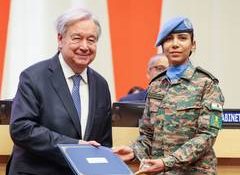 Indian woman peacekeeper Major Abhilasha Barak honoured with UN Military Gender Advocate Award