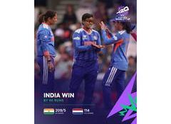 Women's T20 WC: Clinical India beat Netherlands by 95 runs; Shafali, Smriti, Charani shine