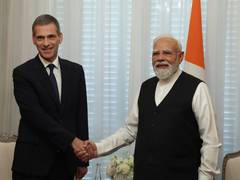 PM Modi meets CEO of CMA CGM Group Rodolphe Saade in Paris