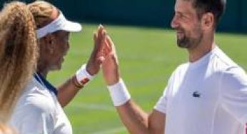 Wimbledon: Novak Djokovic, Serena Williams meet up during Serbian icon's training session