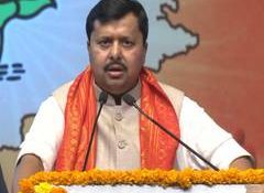 "Congress always think like Italians:" BJP President Nitin Nabin at Telangana Booth Pramukh Sammelan