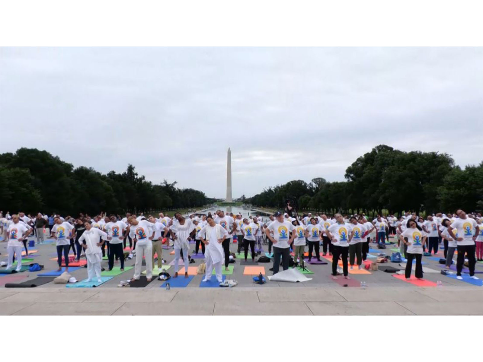 Indian Embassy hosts yoga session at Lincoln Memorial in Washington DC ahead of International Yoga Day (Photo/ANI)