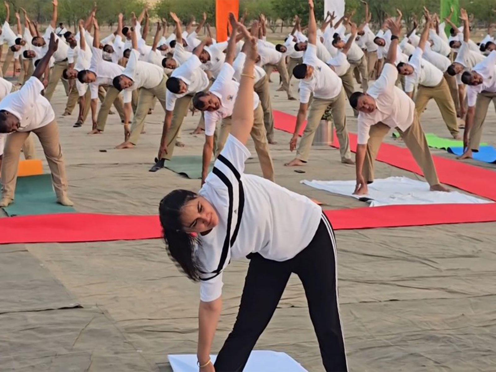 Mass yoga sessions held at Border Security Force border outposts (Photo/ANI) Mass yoga sessions held at Border Security Force border outposts (Photo/ANI)