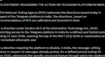 India Temporarily Restricts Telegram Until June 22 Over NEET Exam Fraud Concerns