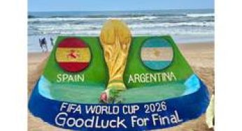 Sudarsan Pattnaik creates FIFA World Cup 2026 Final sand sculpture in Puri, wishes Spain and Argentina good luck