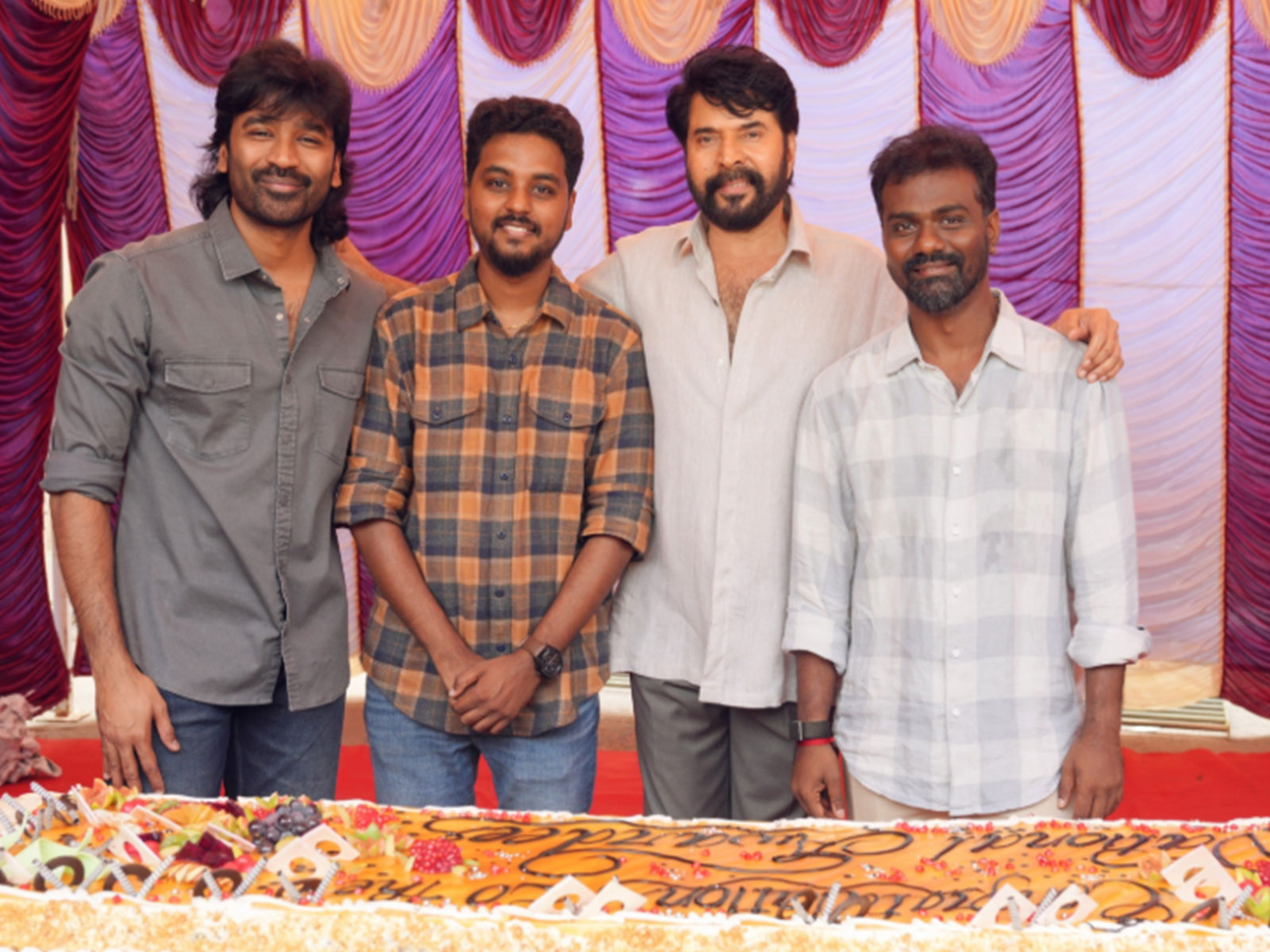 (L-R) Dhanush, R kalaivanan, Mammootty (Photo/X@mammukka) (L-R) Dhanush, R kalaivanan, Mammootty (Photo/X@mammukka)