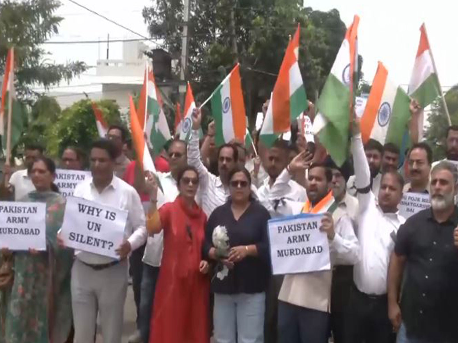 National Anti-Terrorism Front India hols protest against atrocities in PoJK (Photo/ANI) National Anti-Terrorism Front India hols protest against atrocities in PoJK (Photo/ANI)
