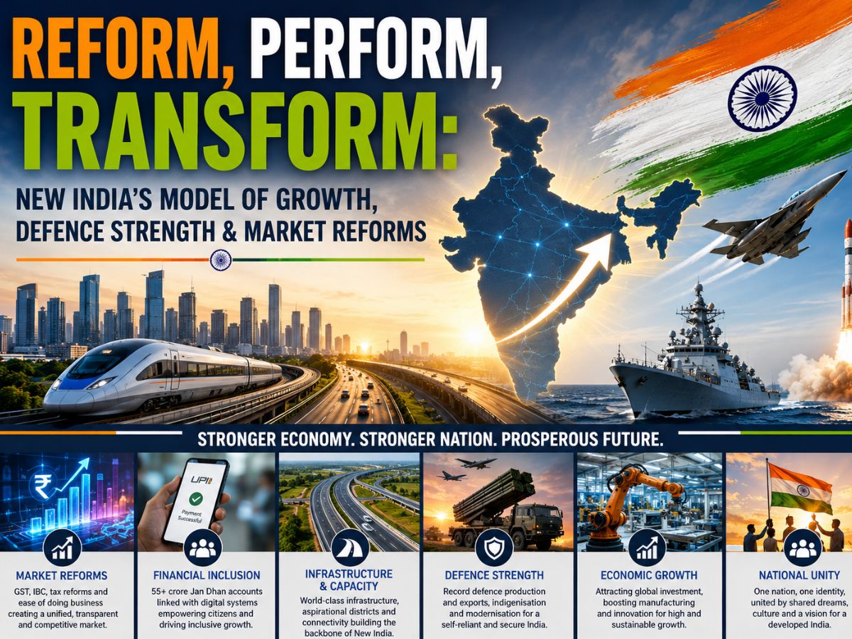 Reform, Perform, Transform: New India’s Model of Growth, Defence Strength & Market Reforms