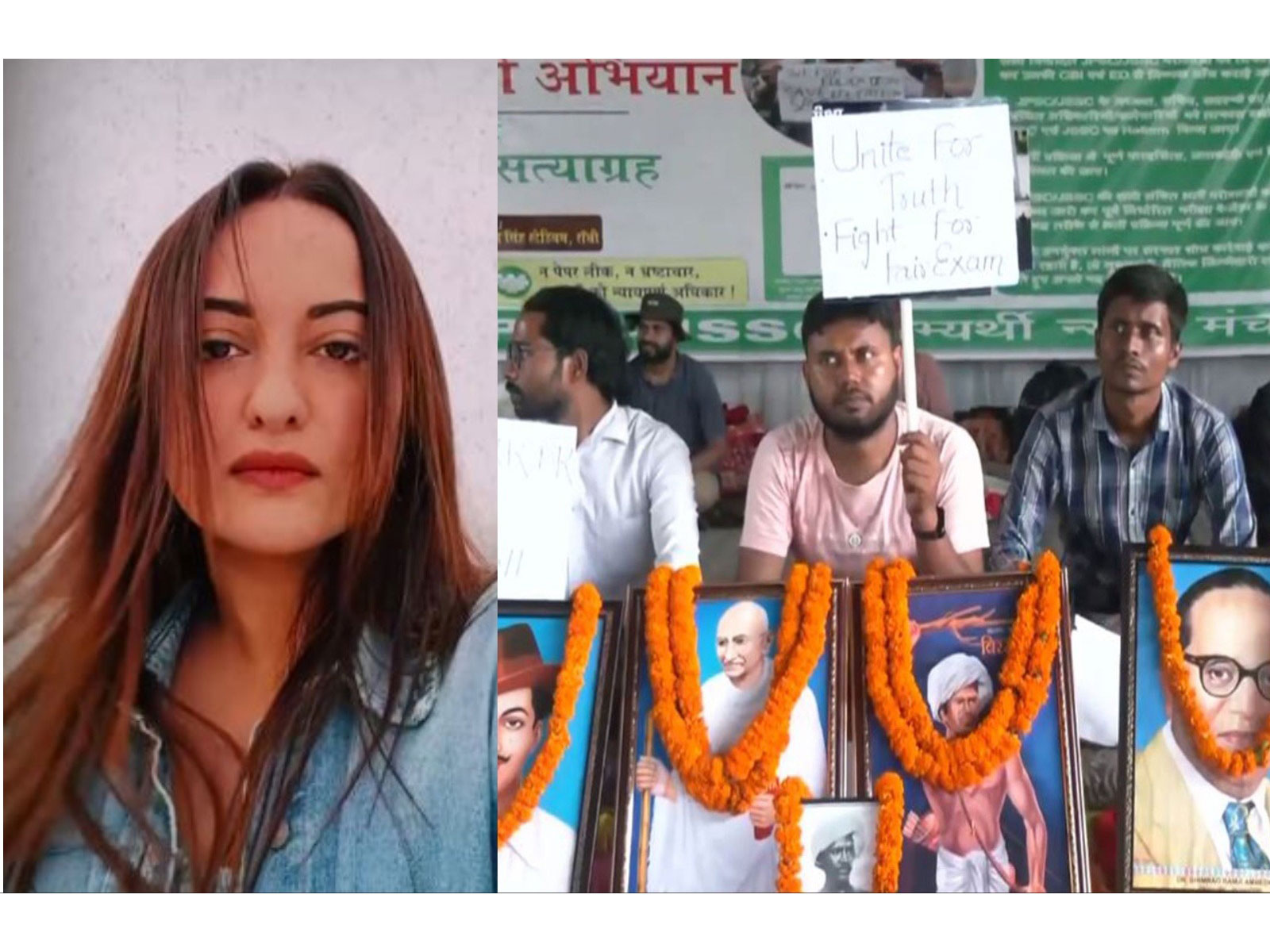 Sonakshi Sinha (Photo/Instagram@SonakshiSinha) and Students staged a protest in Ranchi (Photo/ANI) Sonakshi Sinha (Photo/Instagram@SonakshiSinha) and Students staged a protest in Ranchi (Photo/ANI)