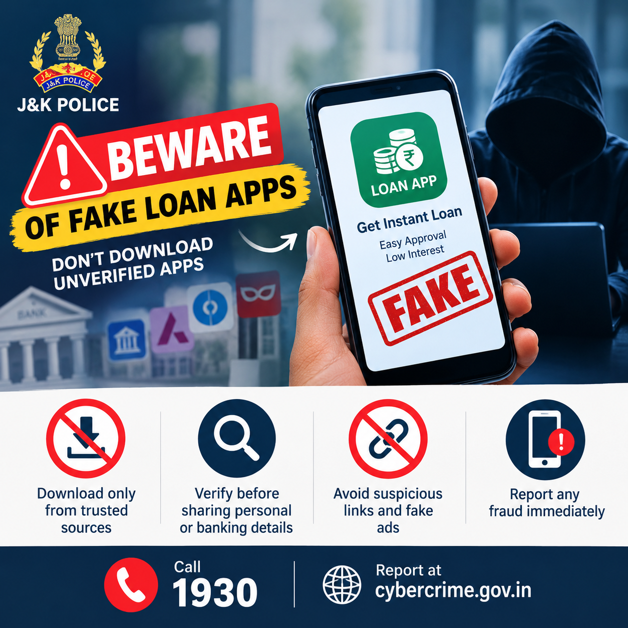 J&K Police Warns Public Against Fake Loan Apps Amid Rising Cyber Fraud Cases