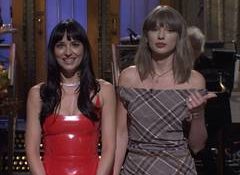 Taylor Swift gets playful with Dakota Johnson in surprise ‘SNL’ cameo, quips "You flop on my couch and overshare"