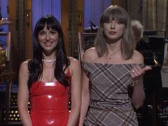 Taylor Swift gets playful with Dakota Johnson in surprise ‘SNL’ cameo, quips "You flop on my couch and overshare"