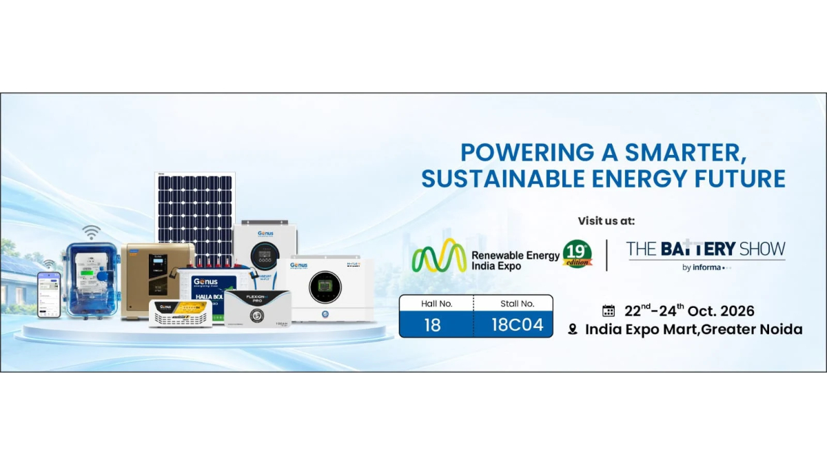 Genus Innovation unveils Hi Flo Hybrid 2.5 kVA Solar Inverter, spotlights Maxilion Lithium-Ion Inverter at The Battery Show India & REI Expo 2026