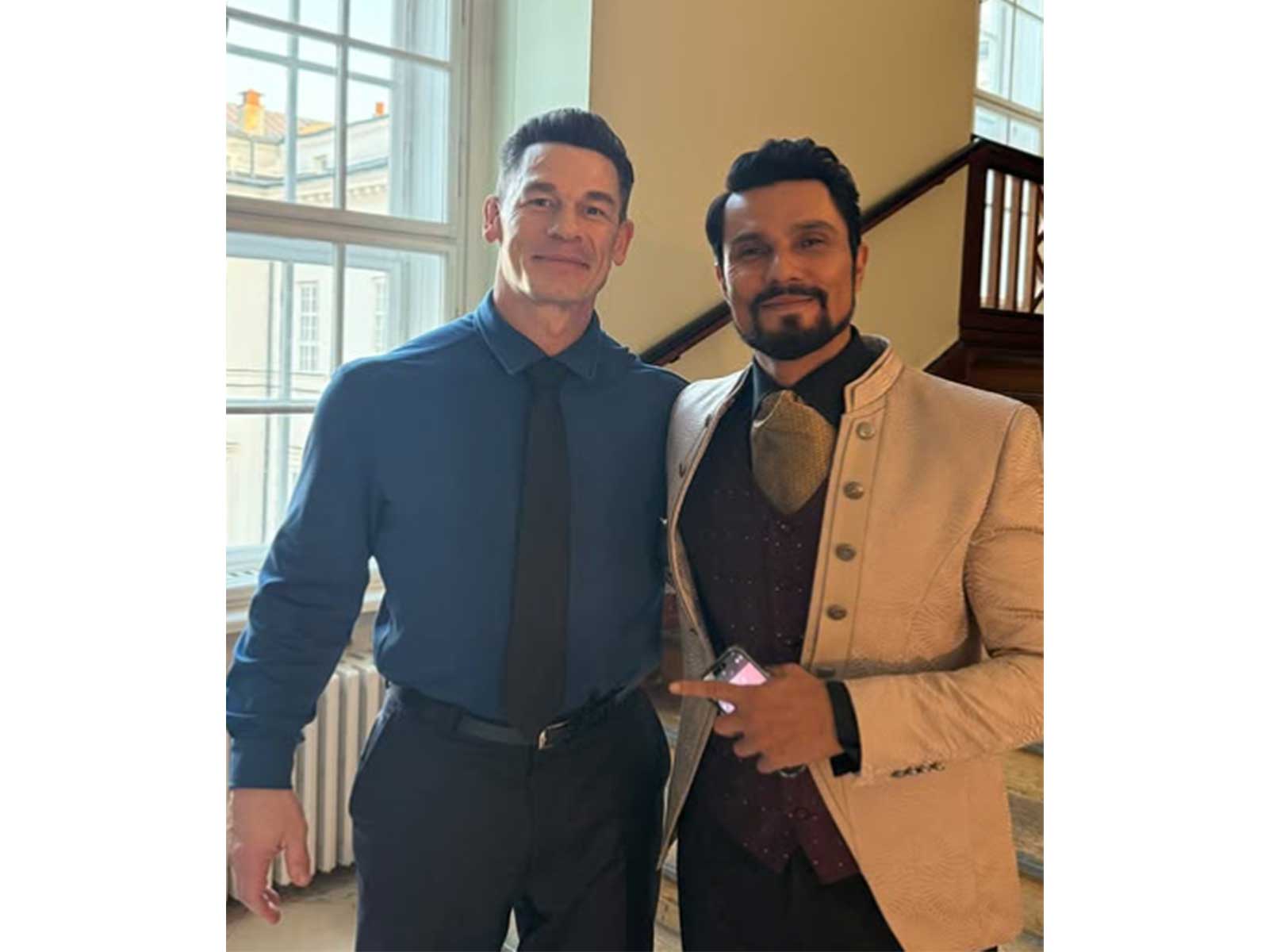Randeep Hooda with John Cena (Image source: Randeep's Instagram) Randeep Hooda with John Cena (Image source: Randeep's Instagram)