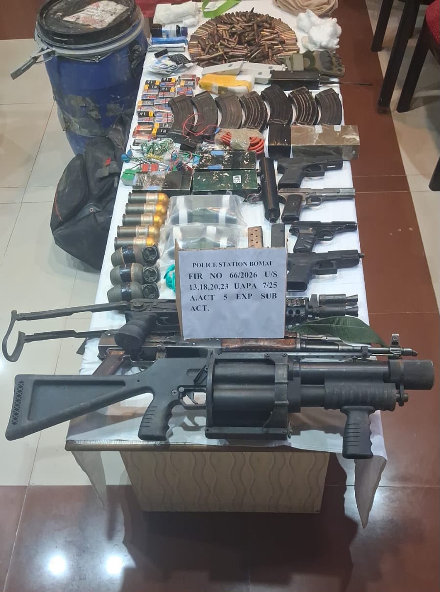 Major Arms, Ammunition and Explosives Cache Recovered in Sopore Forest